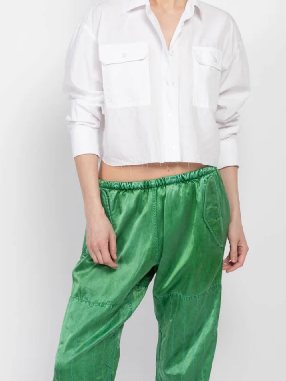 freecity Emerald Satin Drawstring Joggers